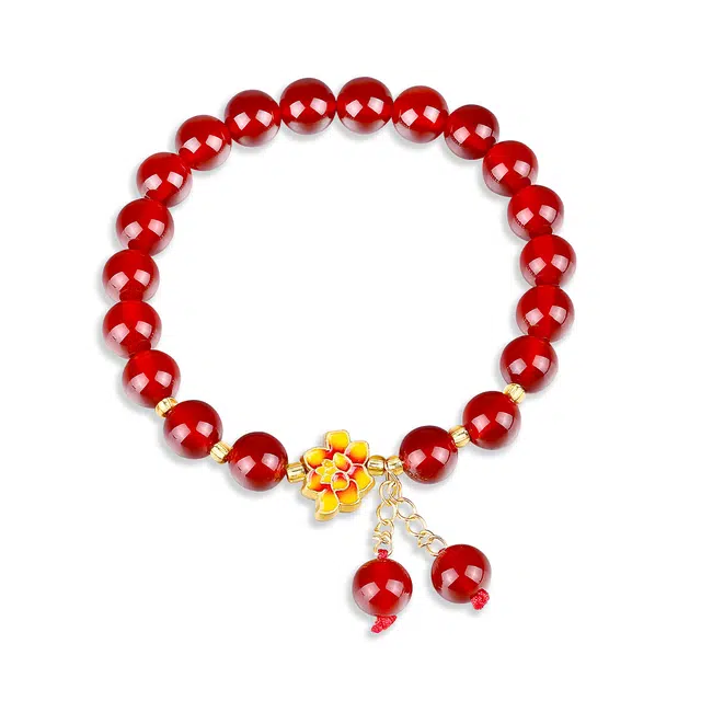 翠雅金楼 鸿运当头 精致显白红色新中式国潮国风大气百搭优雅大方转运珠 招财纳福小众设计感#好运天然 玛瑙 手串 女款