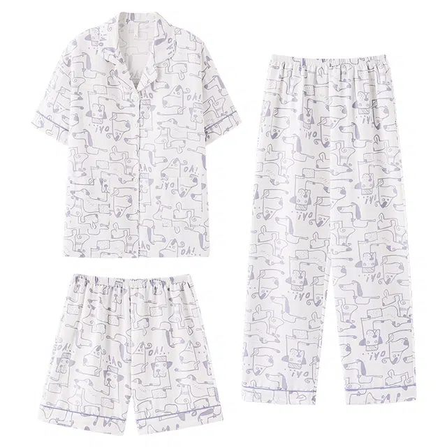 卡绚 带胸垫薄款短袖可外穿舒适家居服睡衣套装 女款