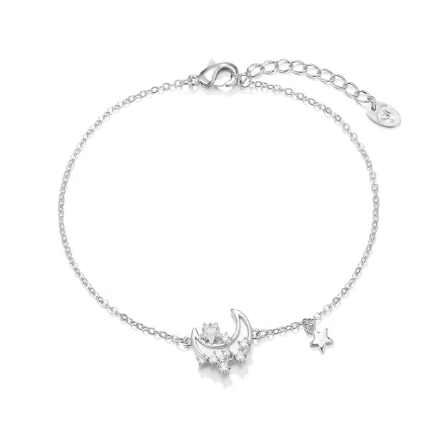 珂里 简约气质月亮百搭轻奢小众高级感星星设计感森系时尚日常出街约会穿搭 合成立方氧化锆 手链 女款