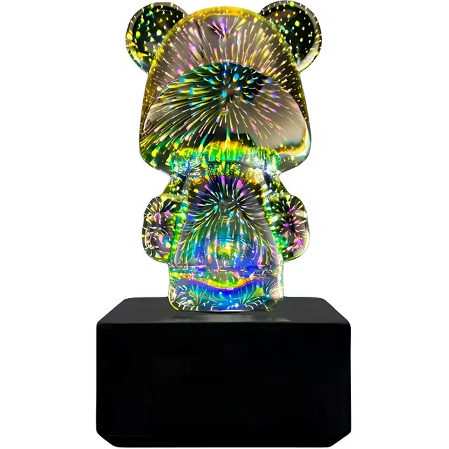 钵提 七彩发光小熊氛围灯 烟花小熊 卧室客厅桌面摆件 小夜灯 潮流衍生品