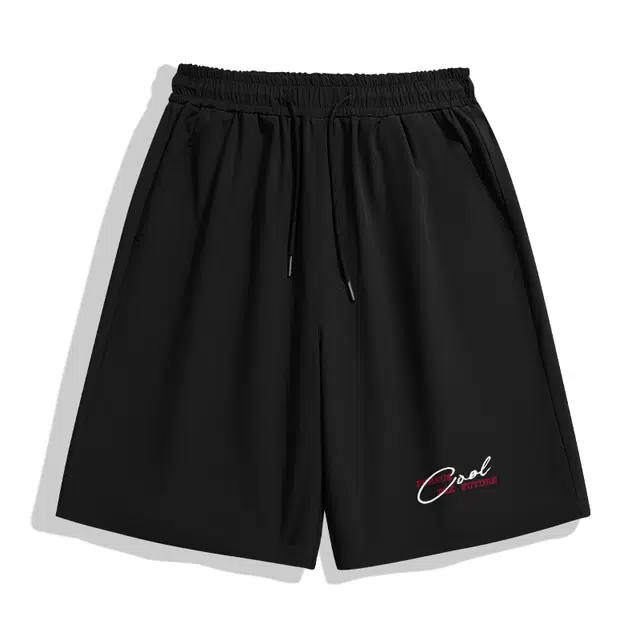 棉致 纯色潮酷字母时尚基础宽松直筒透气户外速干沙滩篮球运动五分休闲短裤 男女同款