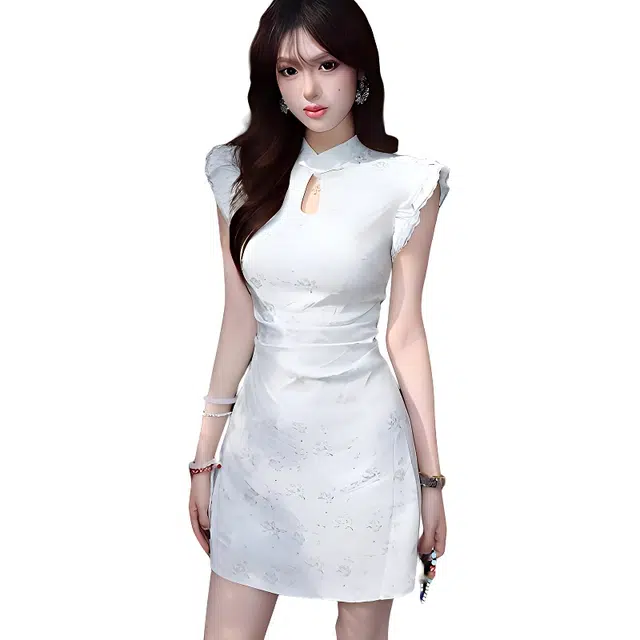 水中花 新中式复古时尚小个子高级感国风改良旗袍无袖连衣裙 女款