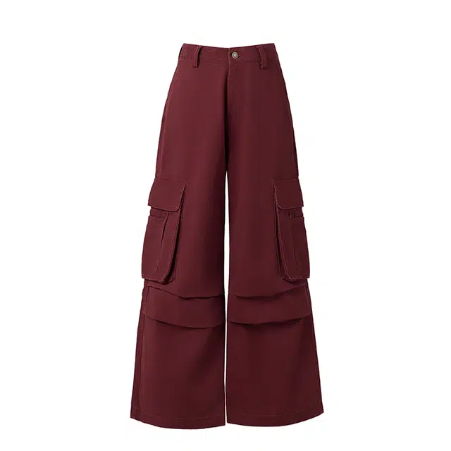 拾籍 美式复古中多口袋拼接宽松阔腿裤夏天显瘦高腰潮流牛仔裤 女款