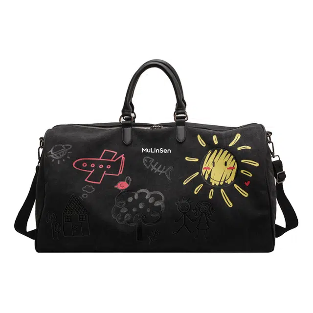 木林森 时尚潮流涂鸦外出短途轻便 涤纶 旅行包 男女同款情侣款 多色