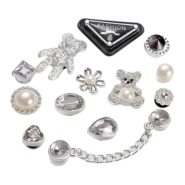 攸委 星星链条小熊 可爱小香风 树脂 鞋扣 男女同款情侣款