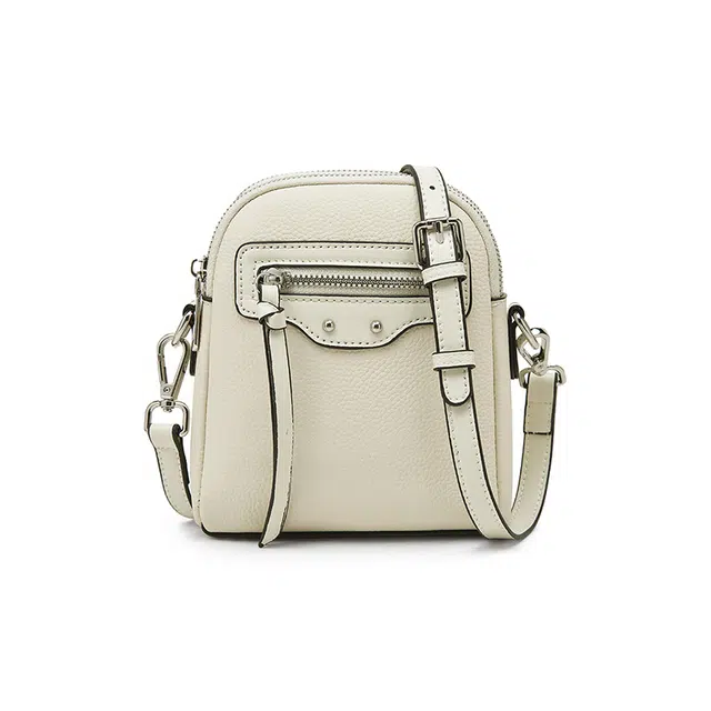 老人头 小众复古通勤简约时尚百搭 牛皮革 单肩斜挎包 女款 米白色/黑色/灰色