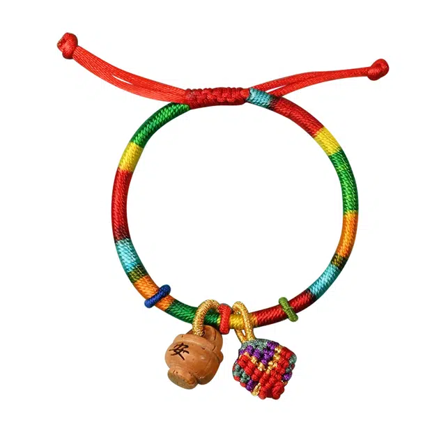 谧月珠宝 招财转运 财源广进 端午五彩新中式小众寓意平安喜乐传统 吉祥安康 个性独特彩色好运 织物 手绳 男女同款情侣款