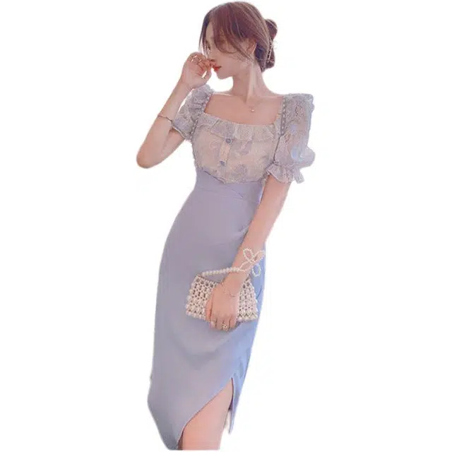 水中花 超仙矮个子包臀短裙吊带连衣裙 女款