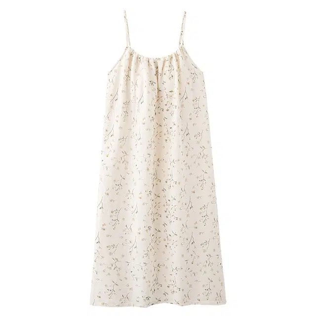 俏佳人 透气休闲舒适带胸垫慵懒吊带家居服柔软亲肤无袖睡裙 女款
