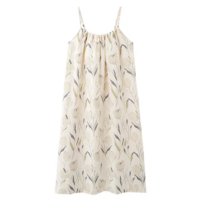 俏佳人 带胸垫透气舒适休闲慵懒吊带家居服柔软亲肤无袖睡裙 女款