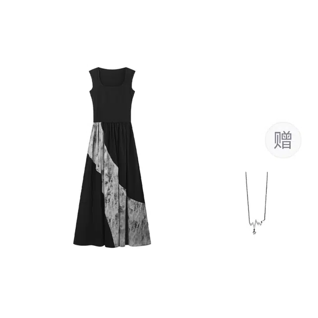 识恩 泊语新中式背心设计感夏季别致独特收腰长裙子无袖连衣裙 女款