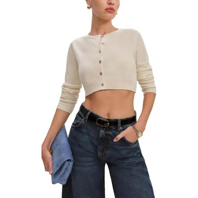 REFORMATION Janie Cashmere Crew Cardigan