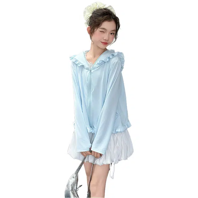 泰迪珍藏防晒服 百搭潮流舒适时髦洋气 蓝色 儿童款