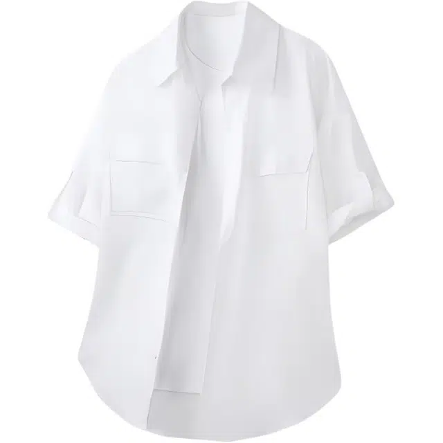 加荣 薄款透气慵懒风翻领通勤时尚洋气设计感小众短袖衬衫 男女同款