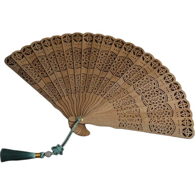 得笙陌 向日葵（苏扇）镂空国风古典金丝楠扇国潮文玩小众手持扇 楠木 木作扇子 男女同款情侣款