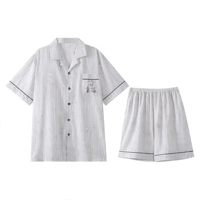 兰缪 高级感薄款短袖凉感家居服可外穿五分裤夏季睡衣套装 男款
