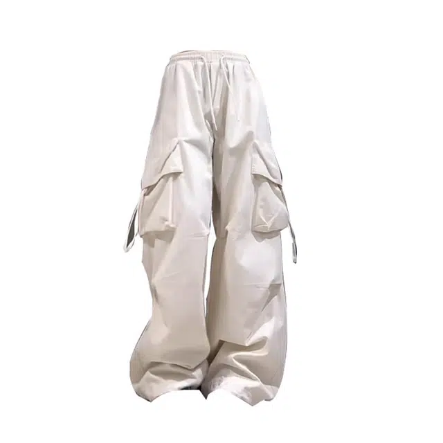 木清清 高腰直筒阔腿裤设计感宽松休闲拖地长裤美式复古工装裤 女款