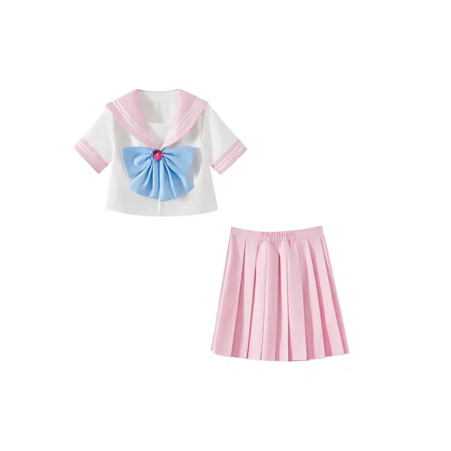 花山家的猫 日系少女甜美学院风大领结短袖水手制服 女款