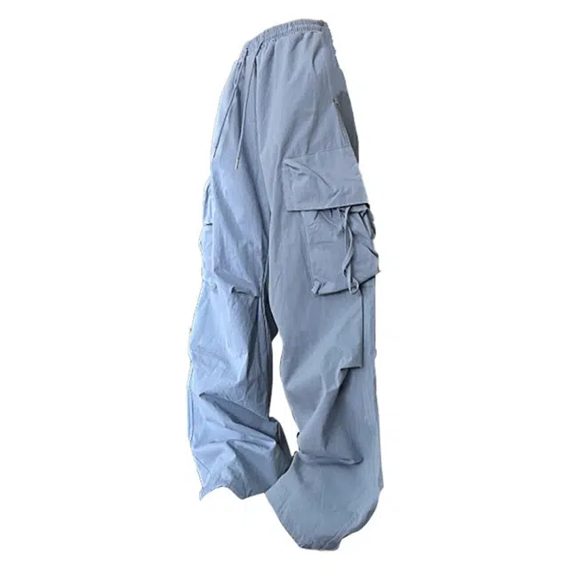 木清清 高腰直筒阔腿裤设计感宽松休闲拖地长裤美式复古工装裤 女款