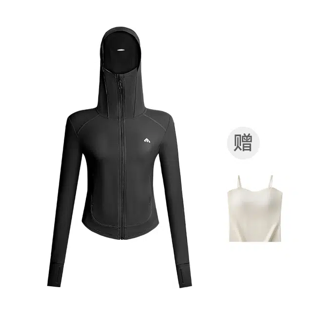 美力城 时尚显瘦长袖纯色连帽休闲防晒服 女款