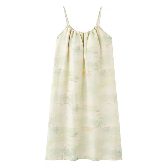 俏佳人 带胸垫舒适透气休闲慵懒吊带家居服柔软亲肤无袖睡裙 女款