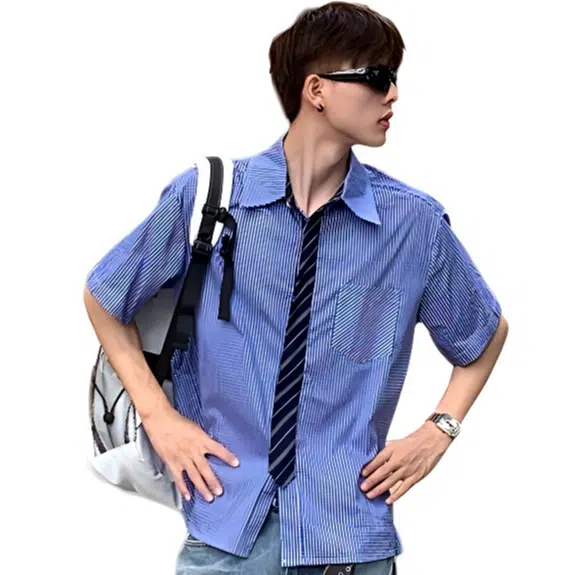 徐百货 格子设计感舒适时尚百搭休闲短袖衬衫 男女同款