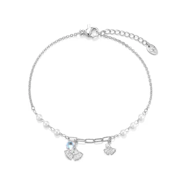 珂里 简约气质小银杏平安喜乐森系小众日常出游穿搭招财好运 合成立方氧化锆 手链 女款