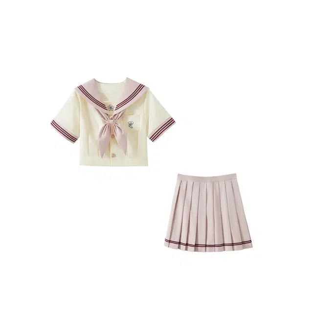 花山家的猫 夏季日系甜美学院风海军领短袖制服 女款