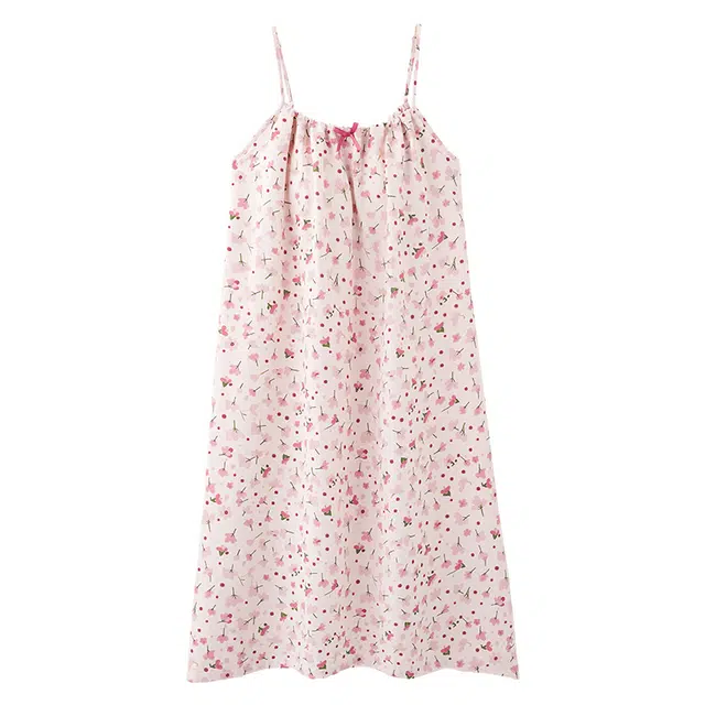 俏佳人 舒适带胸垫透气休闲慵懒吊带家居服柔软亲肤无袖睡裙 女款