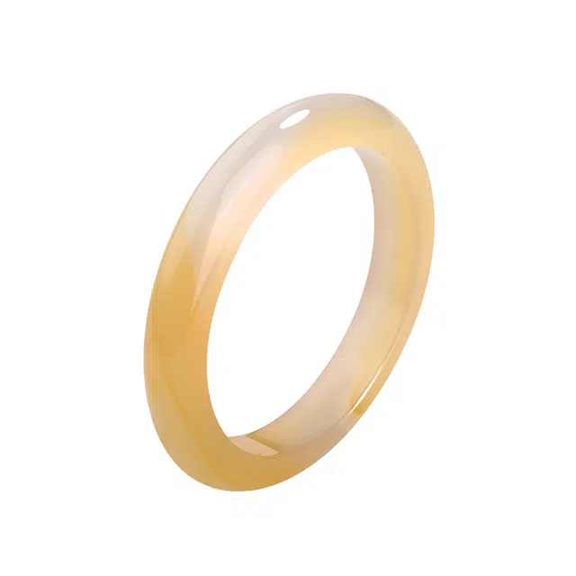 【温润如玉】 周百福 蜜糖锦鲤古风新中式国潮 一口糖渐变香槟温柔气质感素圈 简约大气平安顺遂#好运处理 玉髓 玉石手镯 女款