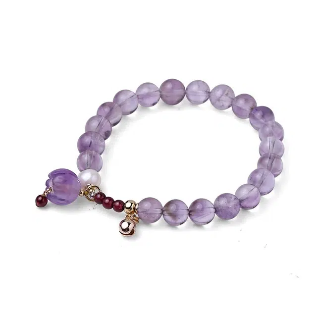 【‘紫’定上岸 一次考过】 凤凰涅磐 考公考研高考顺利 花苞造型 小众高级感手工制作原创设计#好运天然 紫水晶 手串 女款