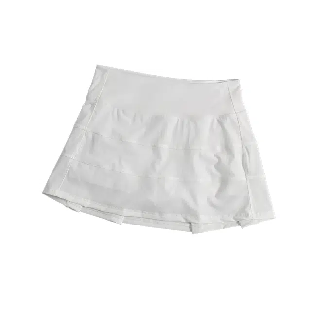 怪力萝莉  防走光速干高腰百褶跑步假两件透气网球口袋拉链  瑜伽短裙  女款