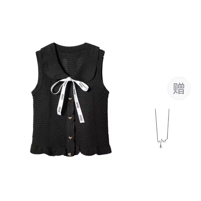 识恩 小香风蝴蝶结无袖针织女秋季修身显瘦上衣背心 女款