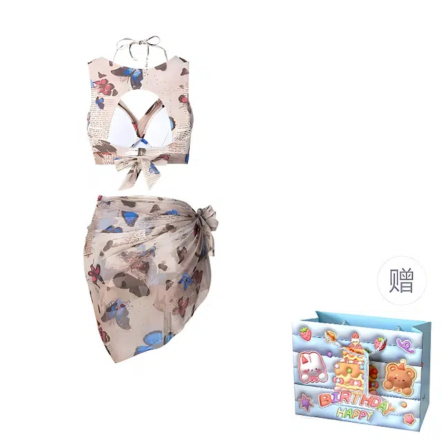 轻迎 分体四件套高级感海边性感度假泡温泉泳衣套装 女款