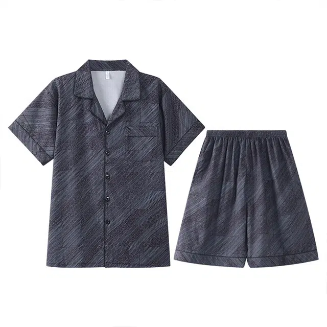 向薇 冰丝短袖短裤高级感休闲时尚可外穿睡衣套装 男款