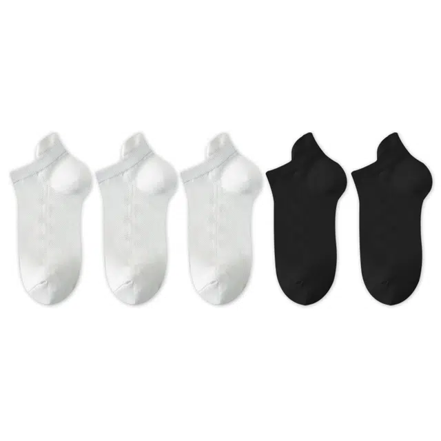 睦隆世家 纯色网眼简约吸湿排汗舒适透气休闲运动百搭高弹不勒脚不掉跟短袜 男款 组合装