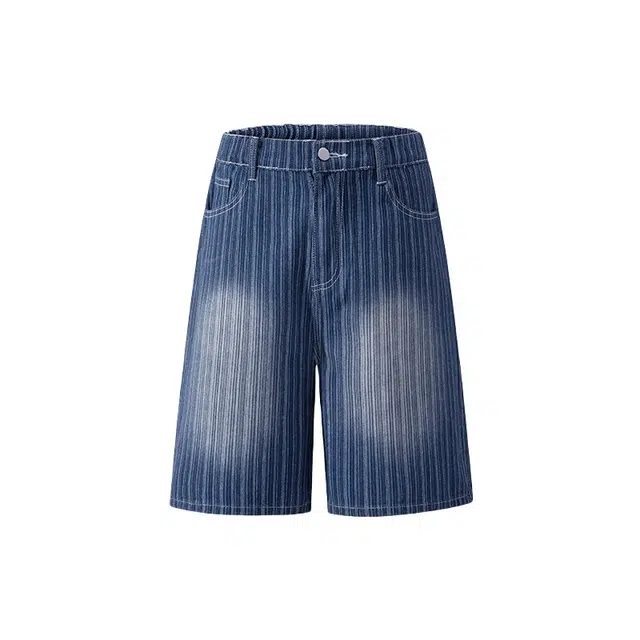 加荣 痞帅薄款透气潮牌美式高腰休闲中裤宽松运动五分牛仔短裤 男女同款