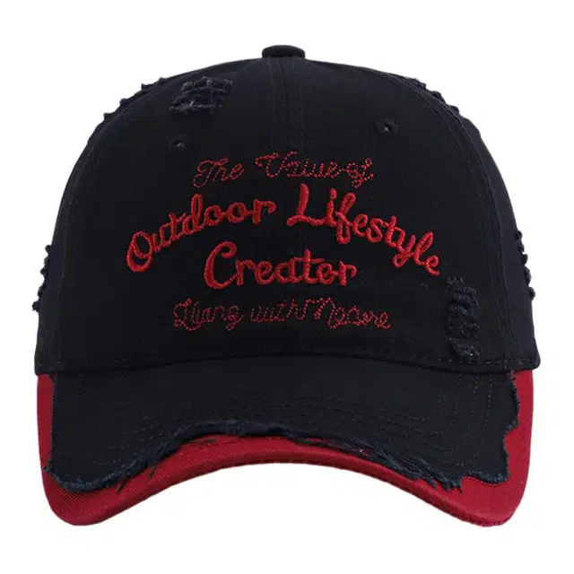 艾佳微 破洞软顶户外休闲遮阳韩版时尚字母刺绣 棉 鸭舌帽 男女同款情侣款