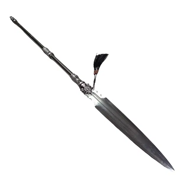 天子剑 龙胆亮银枪 不锈钢杆高碳钢枪头合金装饰 成品模型