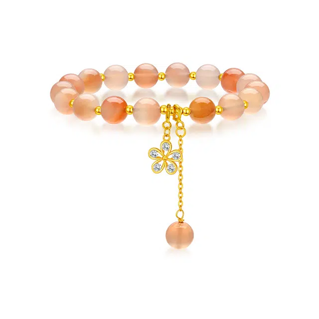 周大生 桃花 精致百搭#好运 玛瑙 玉石手串 女款