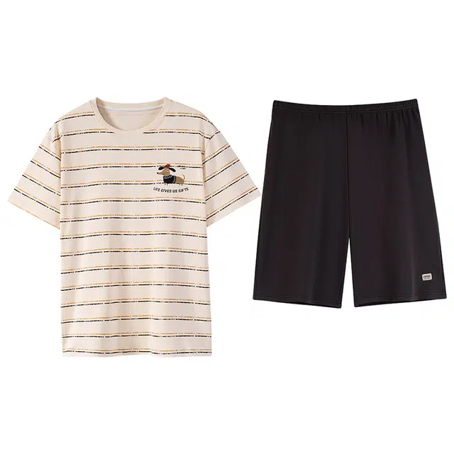 好福份 简约卡通柔软透气舒适家居服睡衣套装 男款