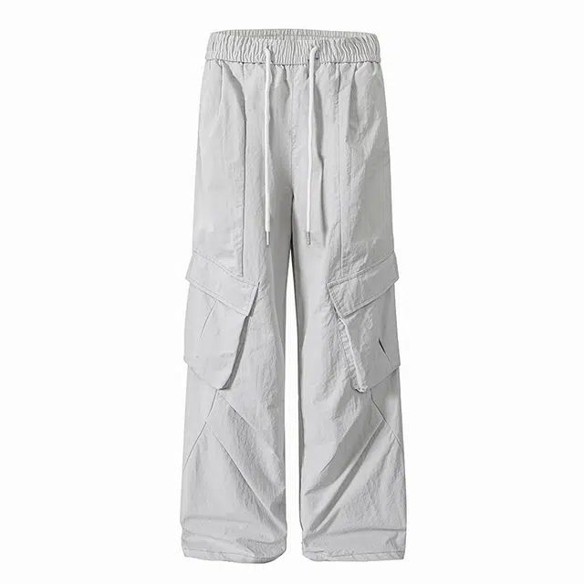 欧路得 美式潮牌褶皱工装裤多口袋宽松百搭休闲裤 男款