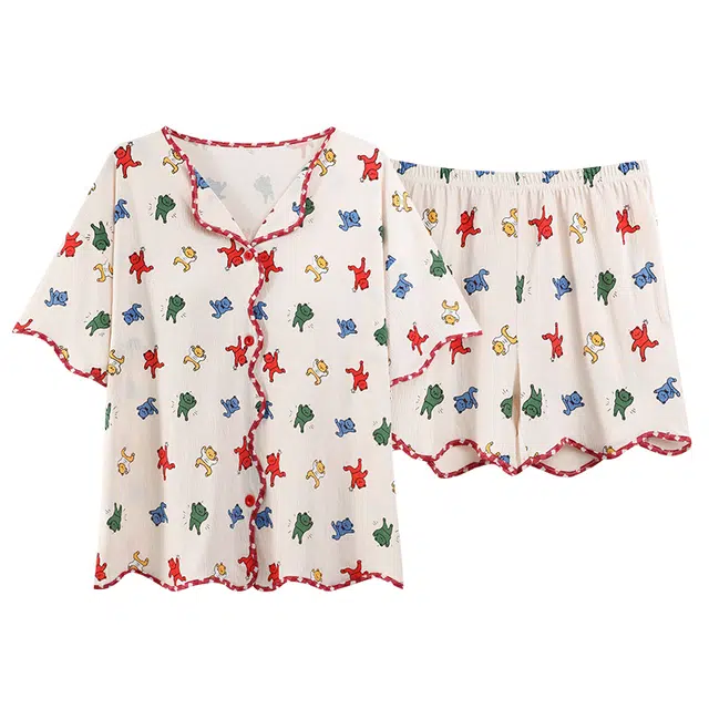 好福份 带胸垫亲肤优雅家居服短袖三分裤夏季睡衣套装 女款