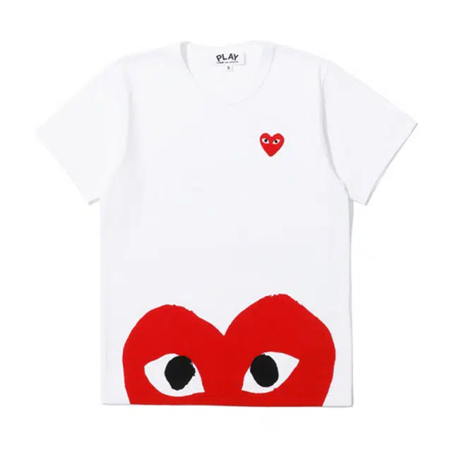 CDG Play Half Red Heart T-Shirt White