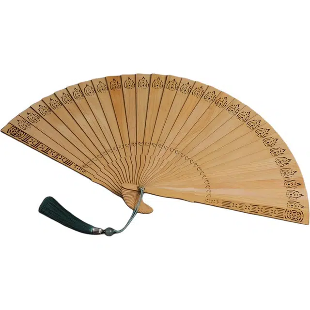 得笙陌 火韵(苏扇）新中式复古文艺范小众古风搭配文玩古典风 崖柏 木作扇子 男女同款情侣款