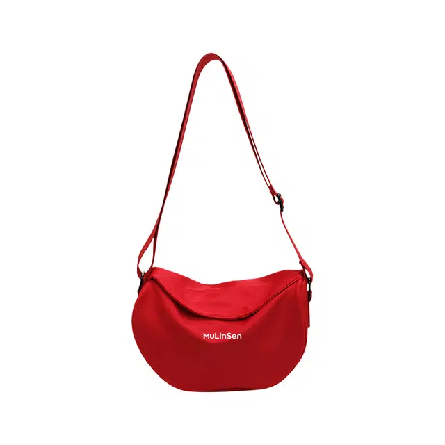 木林森 日系潮流运动轻便通勤百搭 尼龙拼涤纶 斜挎单肩包 男女同款情侣款 红色/黑色