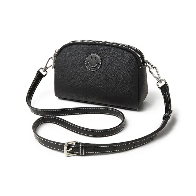 老人头 百搭简约时尚笑脸 头层牛皮 单肩包 女款 多色