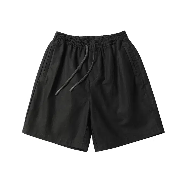 实年服工 夏季质感重磅麻棉宽松五分裤休闲短裤 男款