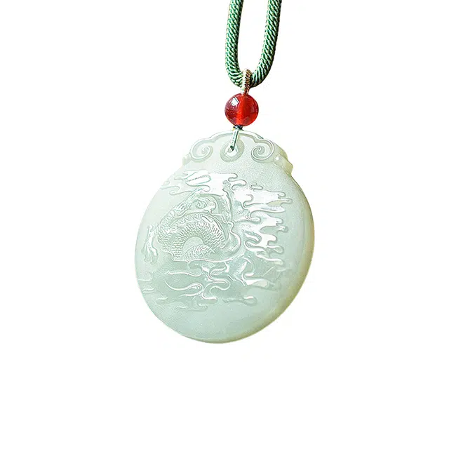 舒杰 本命年生肖龙牌吉祥毛衣链 和田玉项链 青白玉 男女同款情侣款