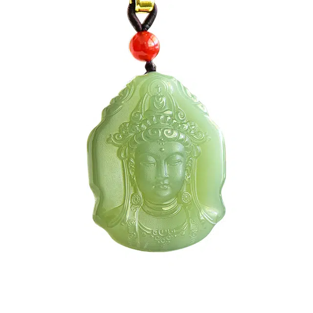 舒杰 经典东方传统文化观音 和田玉项链 青白玉 男女同款情侣款